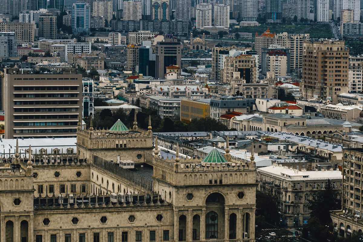 Baku skyline over the Caspian